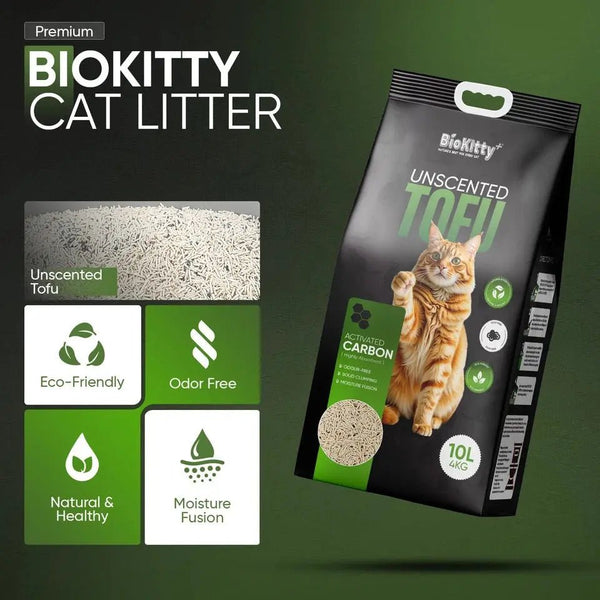Biokitty Tofu Unscented Clumping Cat Litter 10L